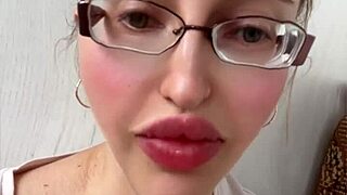 Blonde Russian with huge tits glasses and lipstick teases long hair fetish 😍🔥