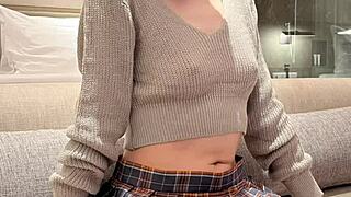 a japanese student slips into her daring micro mini skirt for class turning heads everywhere