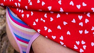 petite cute 18+ fucked public riverside quickie creampie shaking ass skirt up