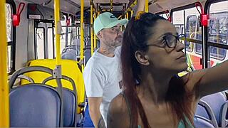 Young student gets groped hard in crowded bus on outdoor public orgasm reality ride?