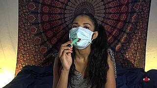 masked filipina doctor strips to deepthroat suck patient cock in hospital roleplay