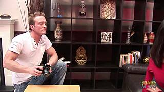 Red Lingerie Milf Fucks Handsome Studs In Steamy Threesome Doggystyle