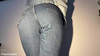 desperate neighbor girl soaks her tight jeans in a frantic pee rush