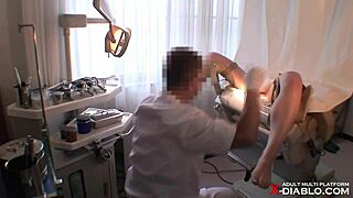 Creepy gyno doc gropes 28yo housewife tits on hidden cam
