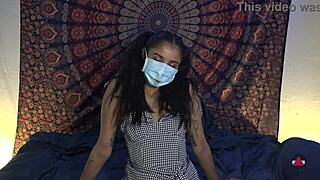 masked filipina doctor strips to deepthroat suck patient cock in hospital roleplay
