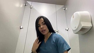 nurse sneaks to bathroom fingers herself squirts everywhere