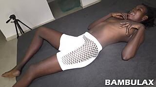 Ebony Teen Cutie Bent Over For Interracial Creampie Doggystyle Pound
