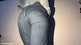 desperate neighbor girl soaks her tight jeans in a frantic pee rush
