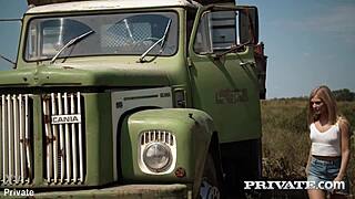 candee licious horny trucker takes outdoor anal pounding