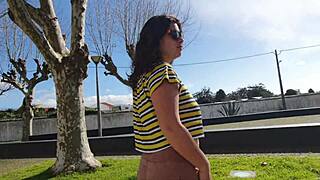 a young 18+ college guy spies sucking big tits latina milf mommy groping outdoor public park voyeur fetish roleplay