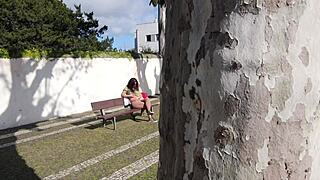 a young 18+ college guy spies sucking big tits latina milf mommy groping outdoor public park voyeur fetish roleplay
