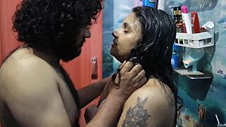 curvy desi bhabhi licks ass and rides big cock in hot homemade bathroom shower sex.