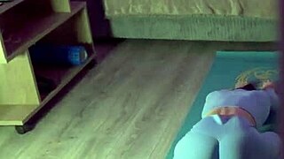 i stretch my sore ass after yoga workout