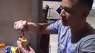 Behind the Scenes: Naughty Stepmom Bent Over Doggystyle with Hairy Pussy for Stepson in Public Street