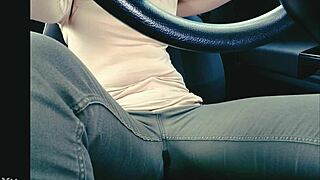 stuck in traffic big sister wets jeans in desperation
