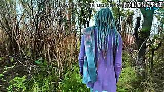 Petite goth punk's public deepthroat blowjob ends in huge facial cumshot