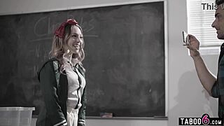 Cheerleader Lily Larimar praised by older teacher Ryan Driller