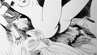 these vintage erotic drawings show hairy pussies