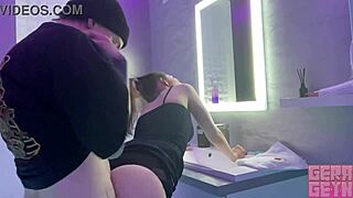 imagine banging a cute college bimbo stranger in public toilet huge creampie finish