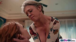 Busty dominant milf pulls redhead's nipples and facesits her bound body relentlessly