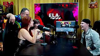 binho ted devours pink teen pussy on podcast table while ruan watches stunned