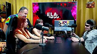 binho ted devours pink teen pussy on podcast table while ruan watches stunned