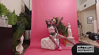 Inked babe Sasha Beart reveals gaping holes during lingerie photoshoot bts