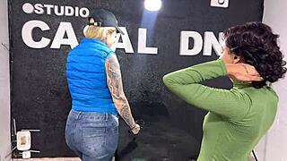 tiny 18yo heads to tattoo studio for ass ink but gets anal fingered to first squirt