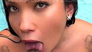 hotwife lina nakamura flashes pussy and fucks john coffee poolside public