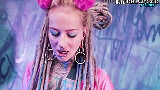 hey girl, watch this tattoo goth punk solo stuffing her ass and pussy with toys for double penetration orgasm.
