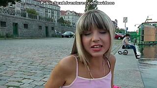 A skinny chick's tight holes get pounded in public park