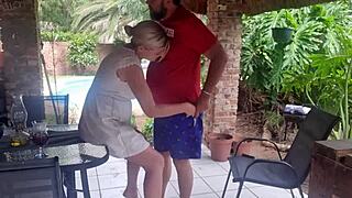 Brother-in-law bends Pssygalore69 over desk for doggystyle pounding?