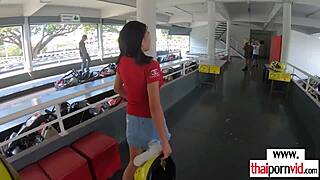 😍 petite thai teen noom with big boobs rides that big white cock wild! 🔥