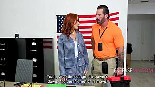elise london and gi joey sneak nonchalant office groping with british indian milf
