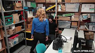 WOW! Female cop feeds pussy to suspect in office!