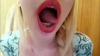 omg this sweet blonde teen bimbo with big tits plays with huge cock and toys in cage 😍🍆💦🔥