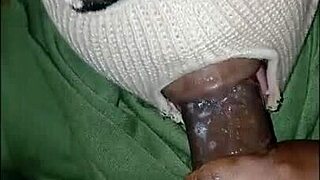 masked brunette gags on huge black cock in sloppy interracial deepthroat cum facial