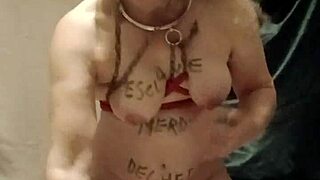 oh fuck, watch this french slave's wild self-session with clamps, belt and total submission!