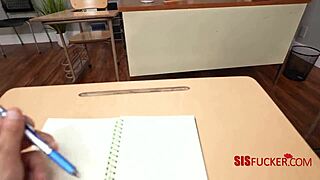 detention turns wild with teacher and stepsis giving blowjobs and licks