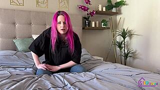 Alternative Stepmom Teases Bad Stepson with JOI Feet!