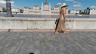 Arielarider Rocks See-Through Dress in Public Budapest Streets!