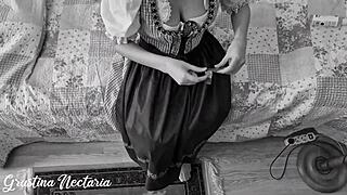 German Brunette in Dress Fucked Doggystyle by Huge Cock