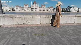Arielarider Rocks See-Through Dress in Public Budapest Streets!