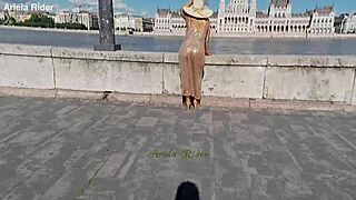 Arielarider Rocks See-Through Dress in Public Budapest Streets!