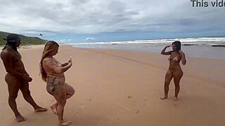 Amigas sneak away on the beach to admire nature while indulging in passionate interracial anal play with blonde and latina beauties