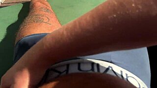 damn this hot babe's sloppy handjob on the ocean terrace is so fast and wet