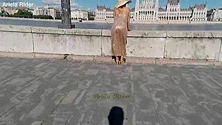 Arielarider Rocks See-Through Dress in Public Budapest Streets!