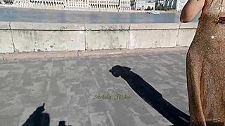 Arielarider Rocks See-Through Dress in Public Budapest Streets!