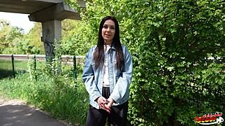 German scout picks up fit slim teen viks angel for casting in germany