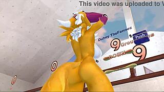 Renamon stretches her furry body in steamy NSFW workout rhythm